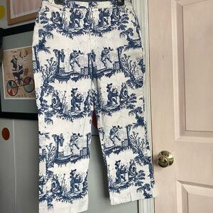 Blue and White Toile Print Pants